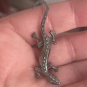 Vintage Marcasite/Sterling Silver Lizard Brooch Pin
